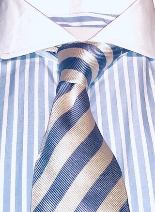 Elegante Corbata Italiana Seda Natural Beige/Azul