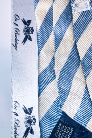 Elegante Corbata Italiana Seda Natural Beige/Azul