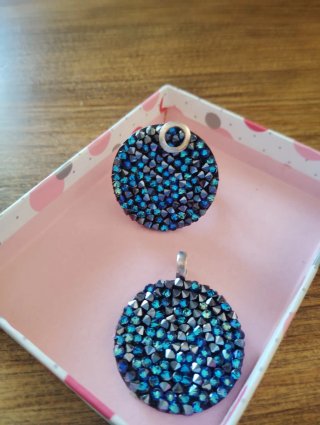 Conjunto Plata y Cristales Azules