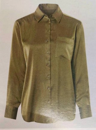 Blusa in raso verde oliva/ Nuova