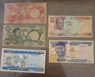 Lotto Banconota Nigeria 10, 20, 50, 100, 500 Naira