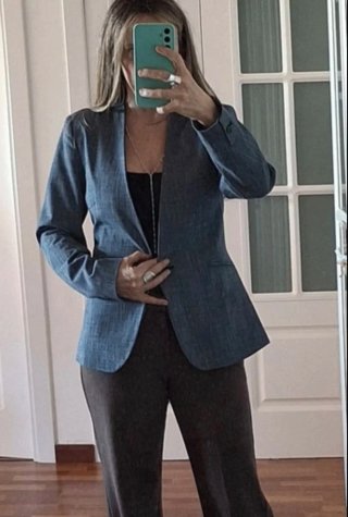 Americana Zara azul grisácea nueva