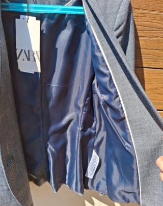 Americana Zara azul grisácea nueva