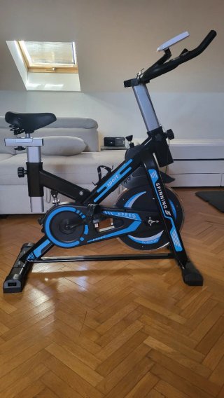 Bicicleta Estática Spinning Negra/Azul