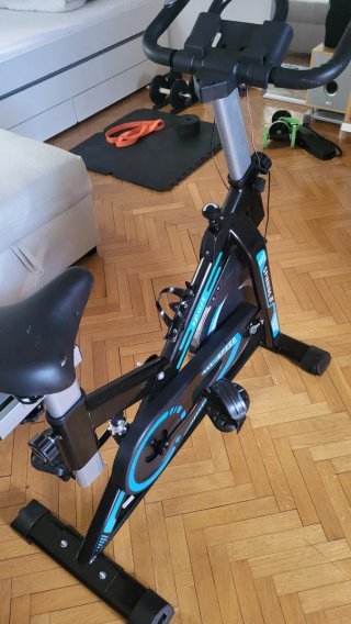Bicicleta Estática Spinning Negra/Azul