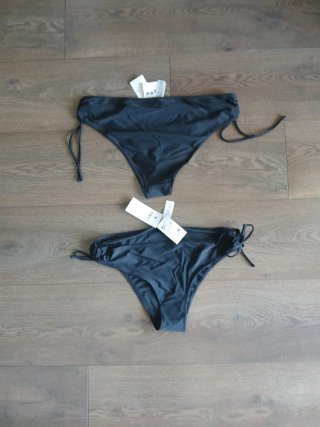 Braguitas de bikini negra con cordones, 2 unidades