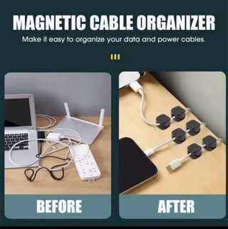 12 Clips Magnéticos Adhesivos para Cables