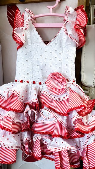 Vestido de gitana blanco y rojo