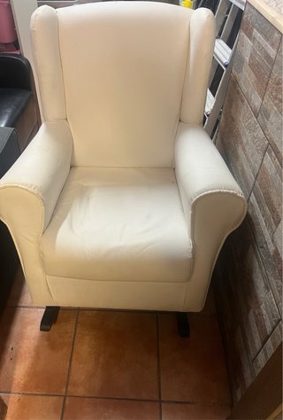 Sillón balancín lactancia polipiel blanco