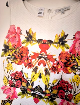Vestido licra blanco estampado TM