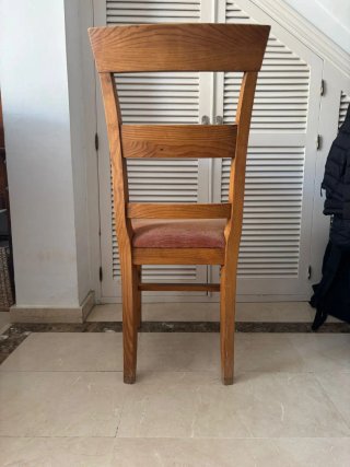 6 Sillas de comedor de madera y tela