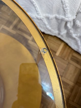 Mesa centro dorada (pintada) cristal y madera