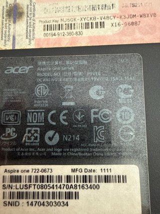 Portatile Acer Aspire One Nero