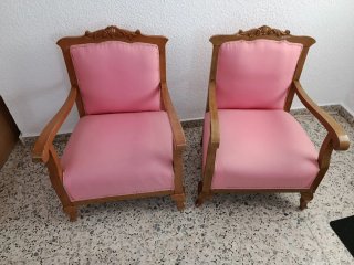 2 Sillones Rosas Madera