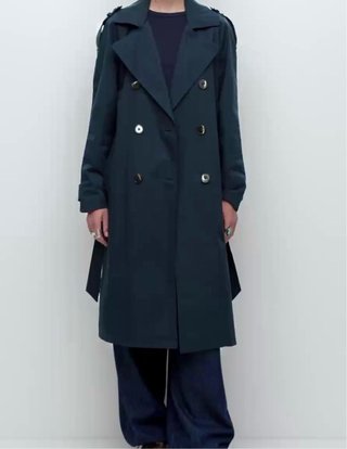 Pull&Bear Gabardina Azul Marino