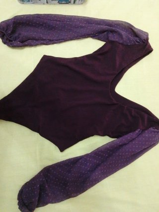 Body fiesta manga abullonada morado