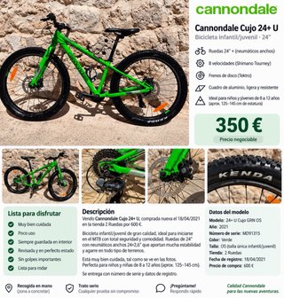 Bicicleta niño Cannondale verde