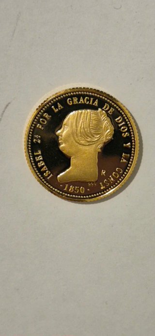 Moneda Isabel II 1850,Oro 24K