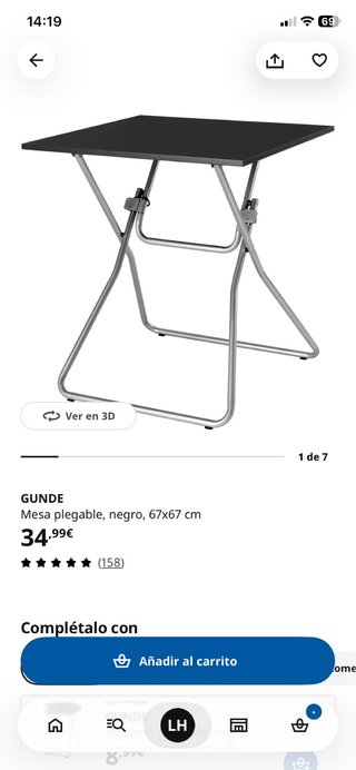 Mesa plegable Ikea negra recoger malaga