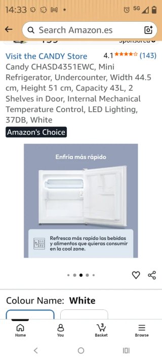 Nevera Candy 43L Blanca