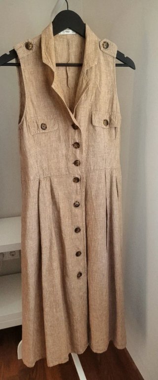 Vestido Mango Lino Beige Atemporal