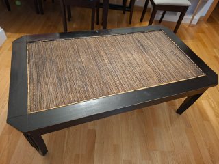 Mesa de centro madera y ratán 120x70