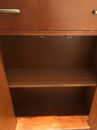 Mueble de entrada madera marrón y turquesa
