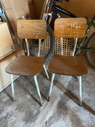Set di 2 sedie da cucina vintage in formica e metallo