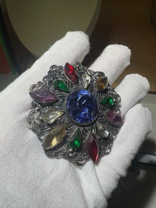 Broche Vintage Filigrana Piedras Colores