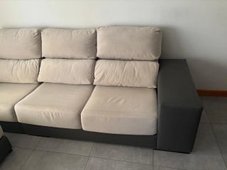 Sofá Chaiselongue Extensible Manual Beige/Negro