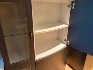 Mueble de salón modular madera y cristal