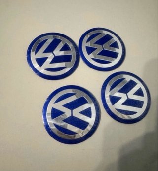 4x Pegatinas VW Logo Azul y Plata 56mm