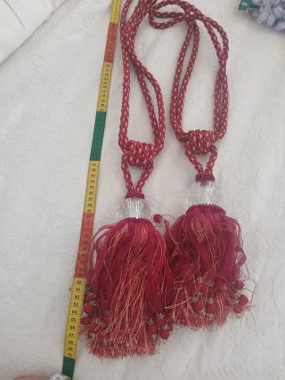 Alzapaños Borlas decorativas rojas con cuentas