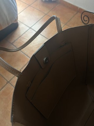 Bolso tote piel sintética beige