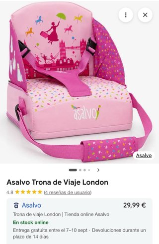 Trona de viaje Asalvo rosa y gris