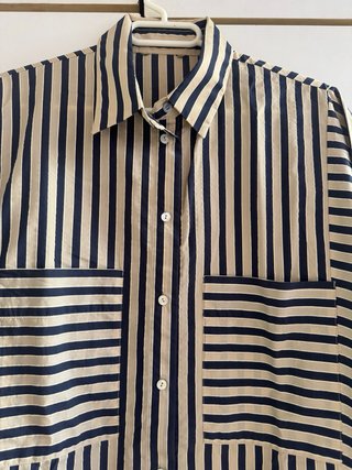 Camisa Massimo Dutti rayas beige y azul talla 42