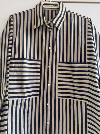 Camisa Massimo Dutti rayas beige y azul talla 42
