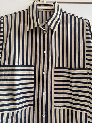Camisa Massimo Dutti rayas beige y azul talla 42