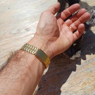 Reloj Pulsar Dorado con Correa Metálica