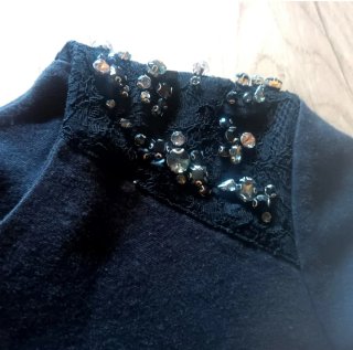 Jersey Massimo Dutti Negro Pedrería Hombros