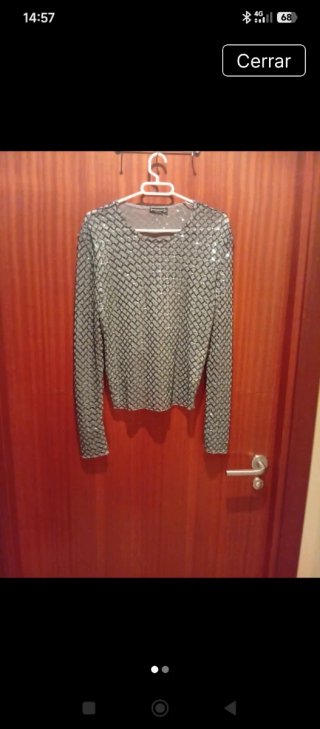 Top Stradivarius lentejuelas plateado