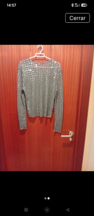 Top Stradivarius lentejuelas plateado