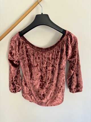 Top palabra de honor terciopelo rosa