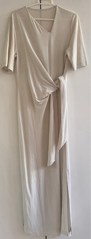 Vestido Massimo Dutti Beige Nudo Largo talla 38