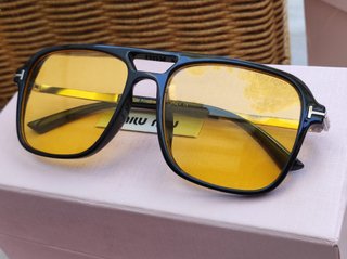 Gafas de sol estilo Ford pasta negra lente amari