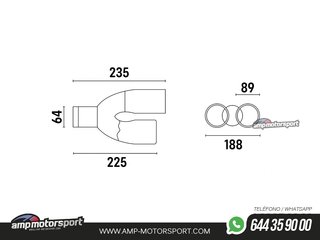 COLA DE ESCAPE INOX DE DOBLE SALIDA REDONDA 89MM - IZQUIERDA