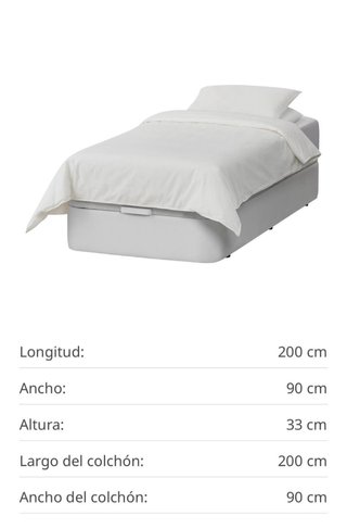 Cama Canapé Ikea 90x200cm + Colchón