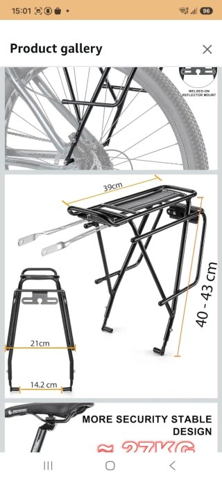 Portabicicletas trasero para bicicleta