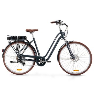 Bicicleta eléctrica urbana cuadro bajo Elops 900 E azul