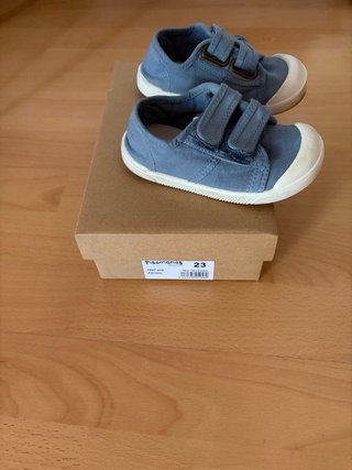 Zapatos niño azul tela 2 velcros